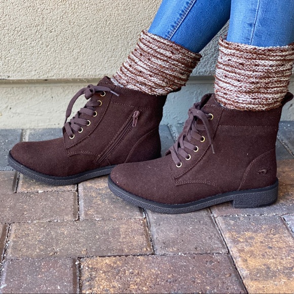 Texas Brown Knit Sweater Hood Combat Moto Boots - Picture 5 of 12